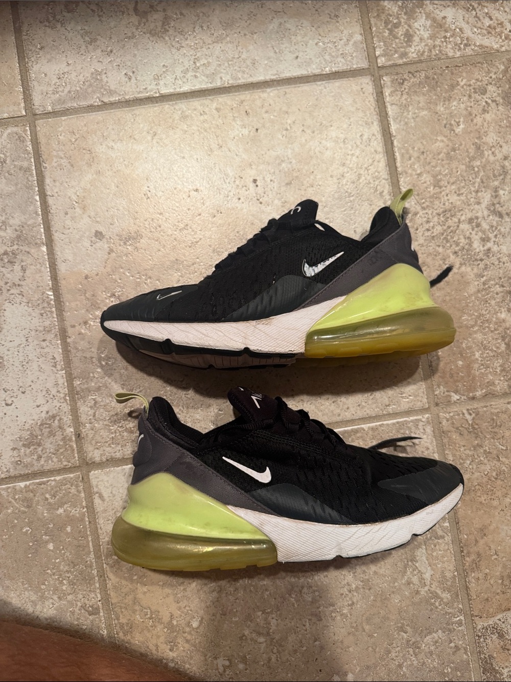 Nike Kids Black Sneakers with Neon Yellow Accent